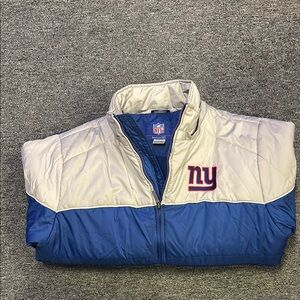 Vintage Reebok NFL NY Giants Blue and Silver Heavy Jacket